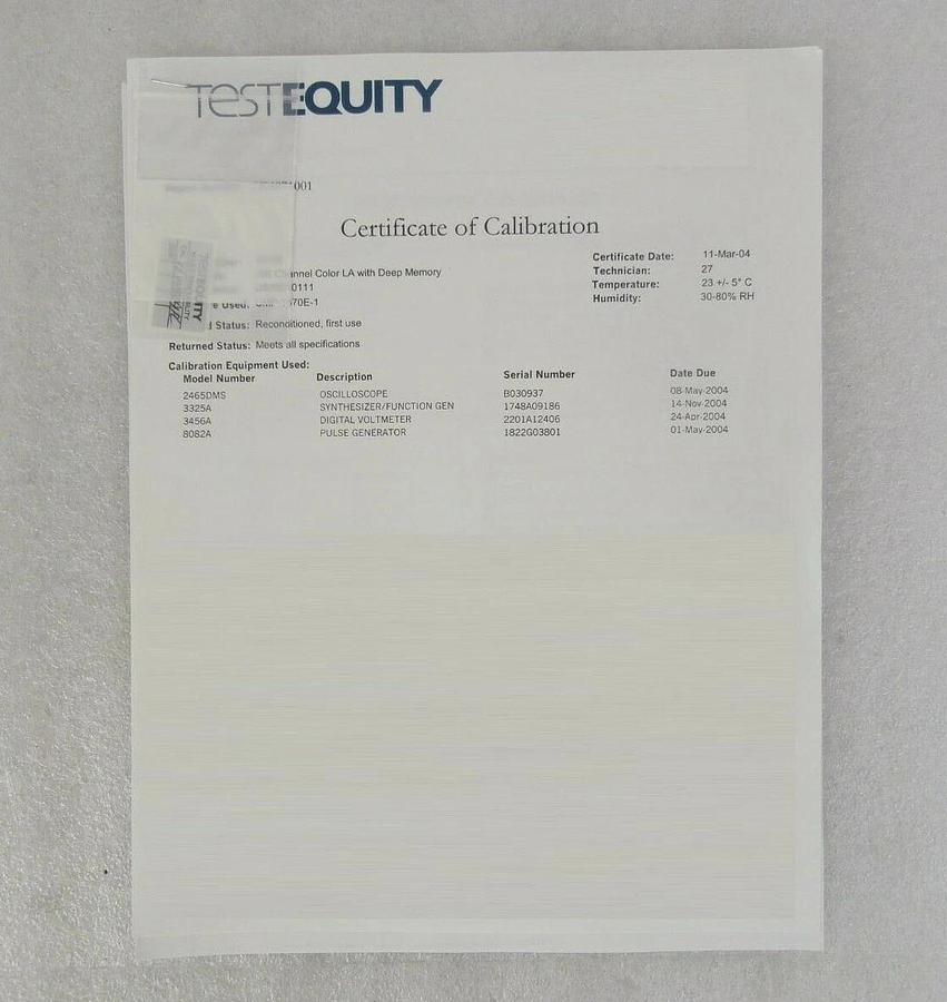 Used HP Hewlett-Packard 1670E Logic Analyzer with E5385A Calibrated Tested Working