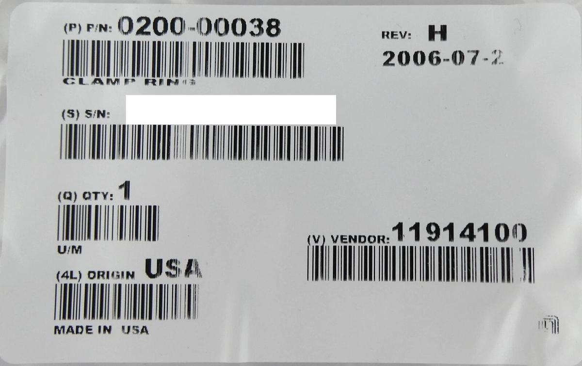 Used AMAT Applied Materials 0200-00038 Quartz Clamp Ring 100mm New Surplus