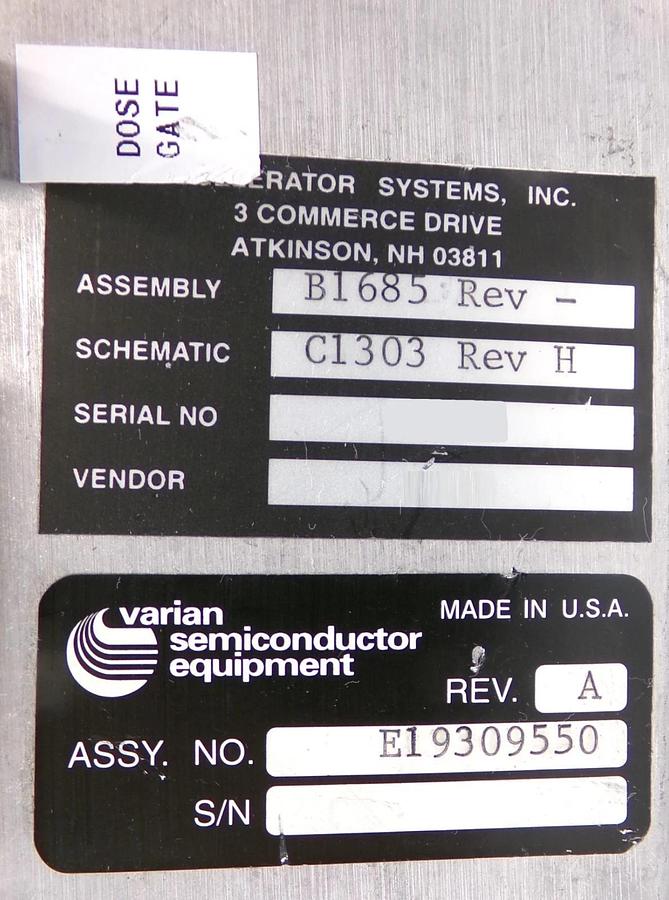 Used Accelerator Systems B1685 Controller C1303 Varian E19309550 AMAT Surplus