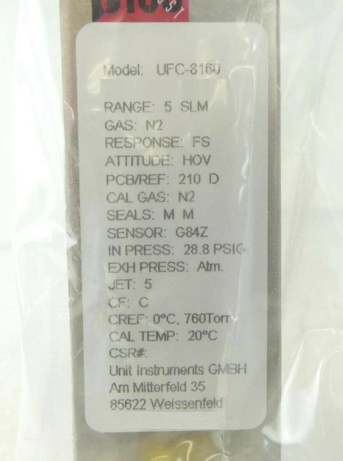 Refurbished UNIT Instruments UFC-8160 Mass Flow Controller MFC Mattson 37100272 Refurbished