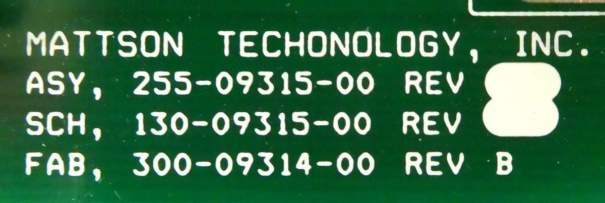 Used Mattson Techonology 255-09315-00 PCB Board Assembly 300-09314-00 Working Surplus