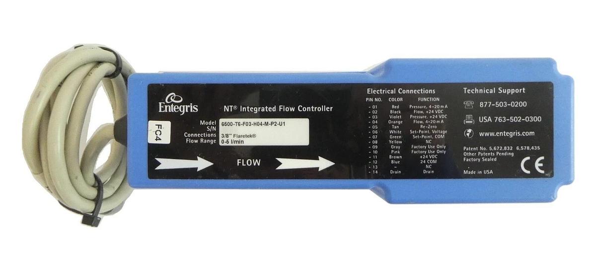 Used Entegris 6500-T6-F03-H04-M-P2-U1 Integrated Flow Controller Broken Tab Working