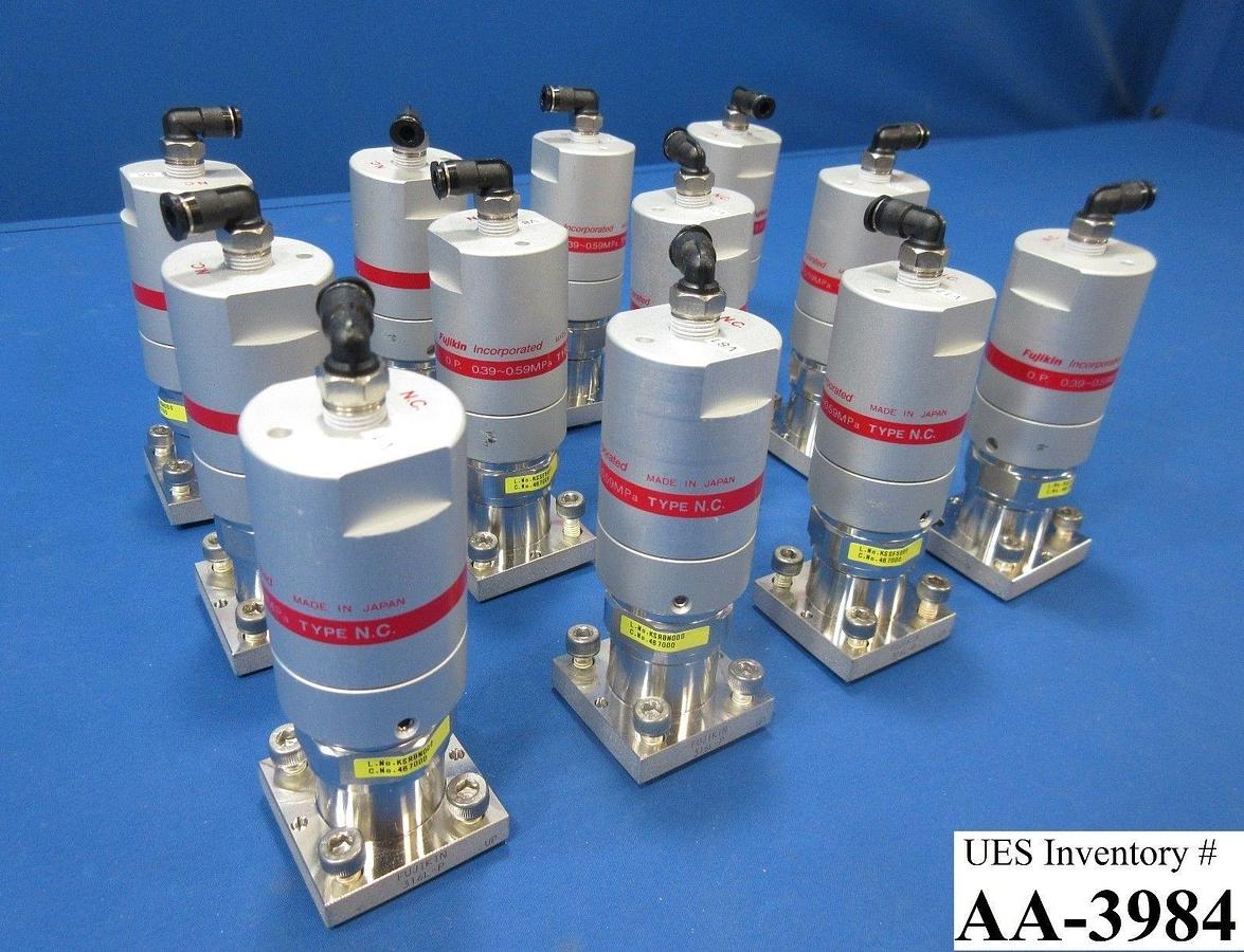 Used Fujikin 467000 Type NC Diaphragm Valve 0.39~0.59MPa 2 Port C-Seal Lot of 12 Used