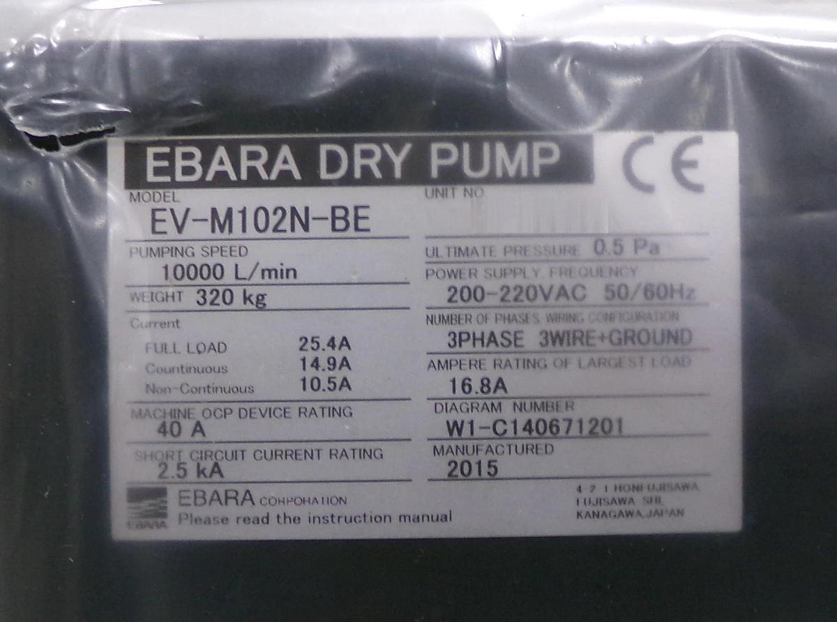 Refurbished EV-M Ebara Technologies EV-M102N-BE Dry Vacuum Pump Manufacturer Refurbished