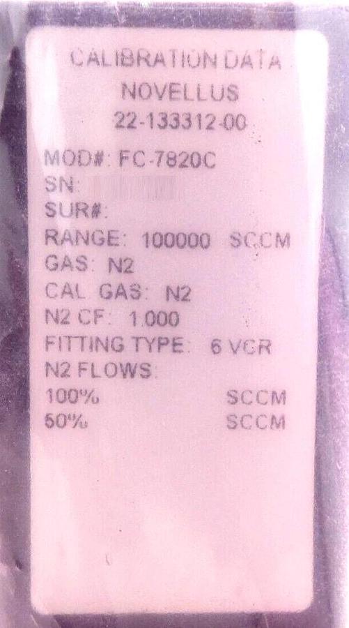 Aera FC-7820C Mass Flow Controller MFC 10000 SCCM N2 Novellus 22-13312-