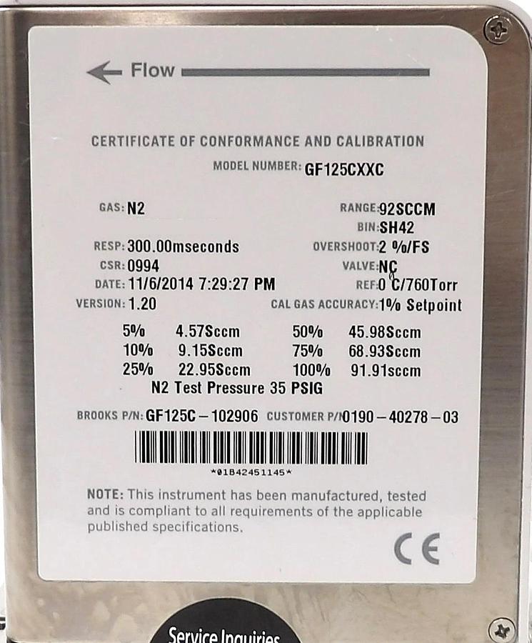 Used Brooks GF125C Mass Flow Controller MFC GF125C-100701 GF125C-102906 Lot of 10