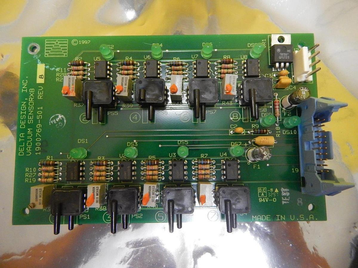 Used Delta Design 1900769-501 Vacuum Sensor X8 Board PCB Rev. B Used Working