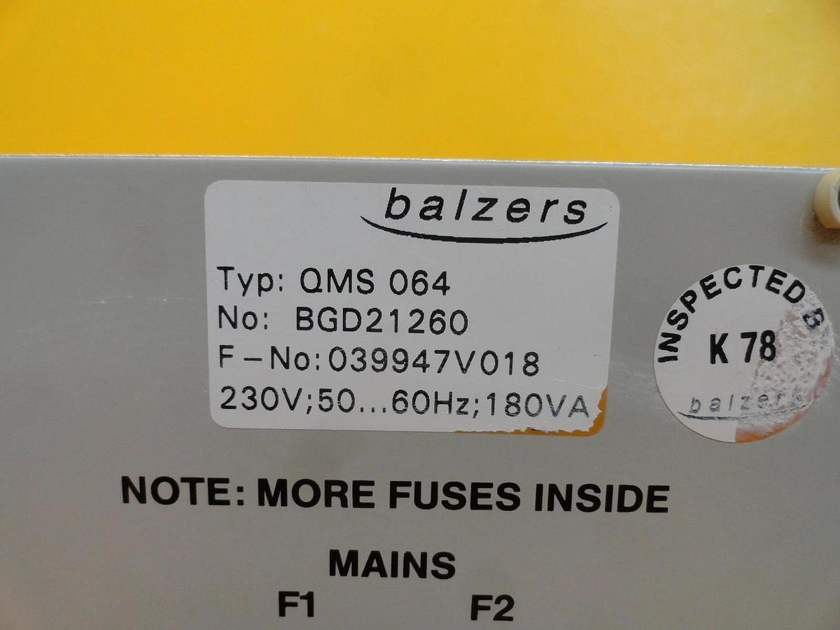 Used Balzers BG D21 260 Partial Pressure Gauge Module QMG 064 QMS064 Used Working