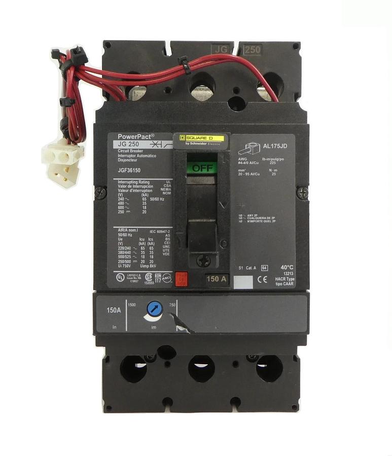 Used Square D JGF36150 Circuit Breaker PowerPact JG 250 Varian E11569290 Working