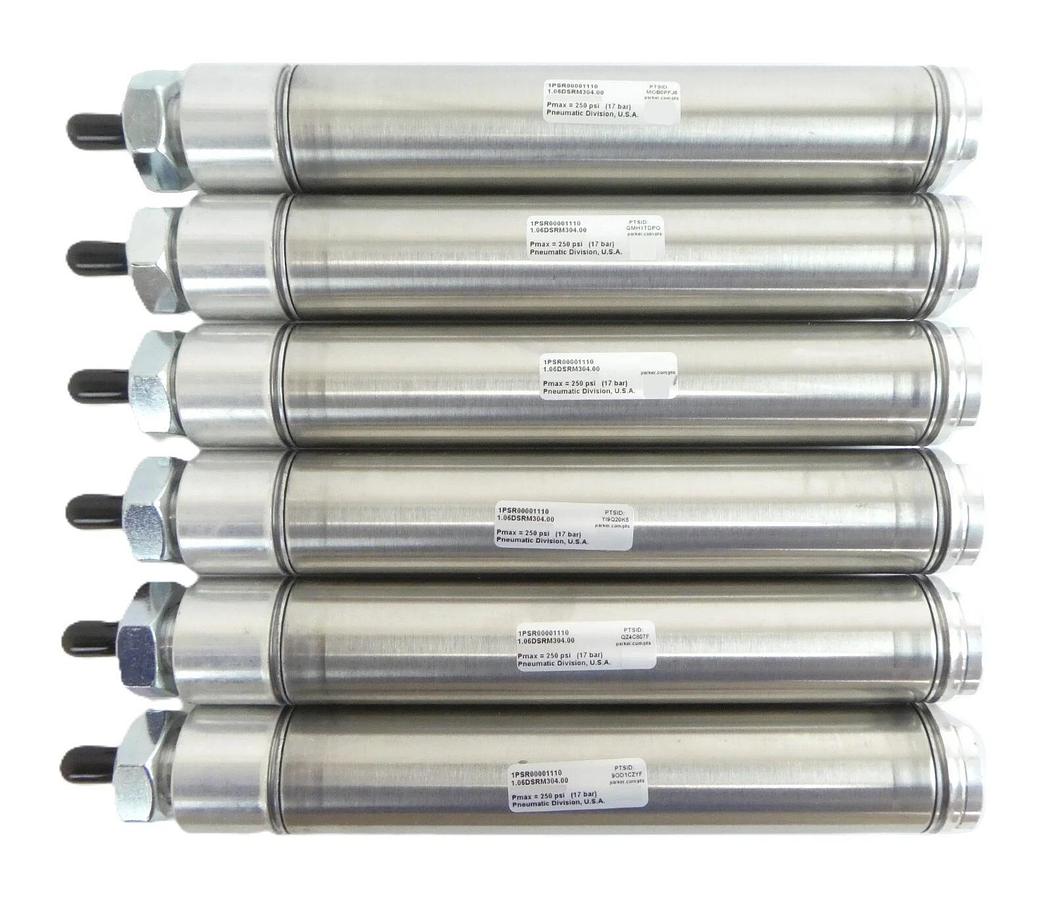 Used Parker 1PSR00001110 Double Acting Air Cylinder Lot of 6 Working Surplus