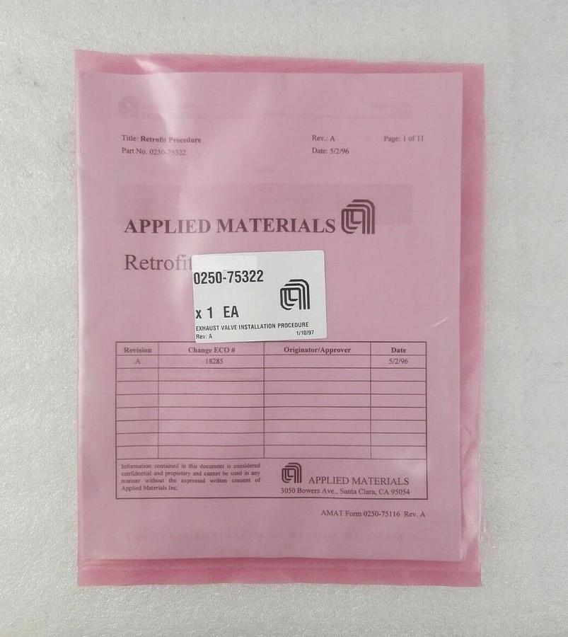 AMAT Applied Materials 0242-76321 Exhaust Adapter Valve Kit VAT On-Board New