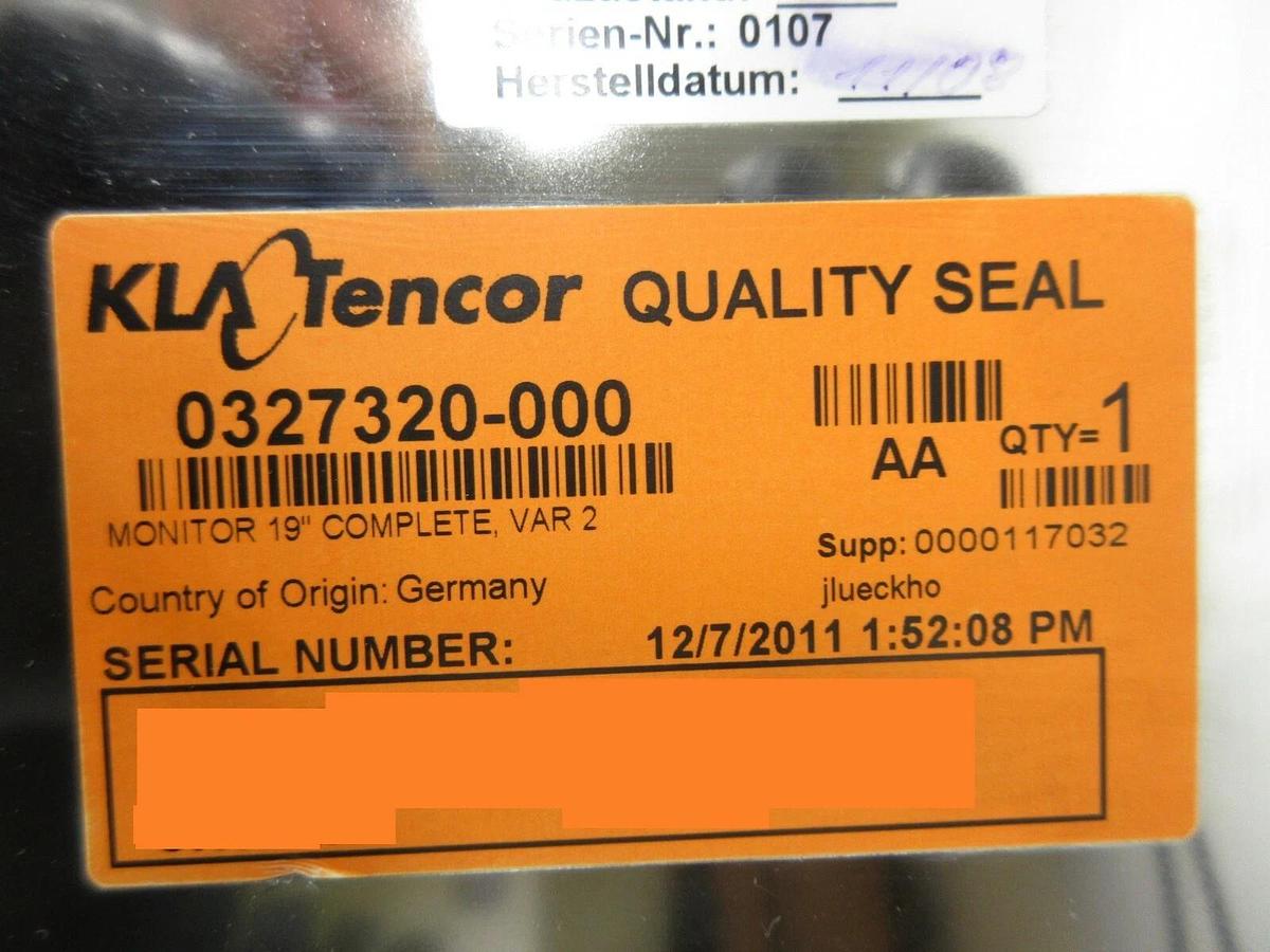 Used KLA-Tencor 0327320-000 19 Inch Monitor Display Complete Assembly VAR 2 Spare
