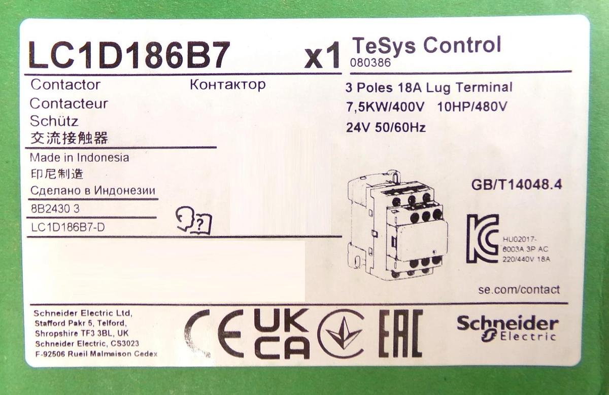 Schneider Electric LC1D186B7 Contactor LC1D TeSys Deca Reseller Lot of 5 New