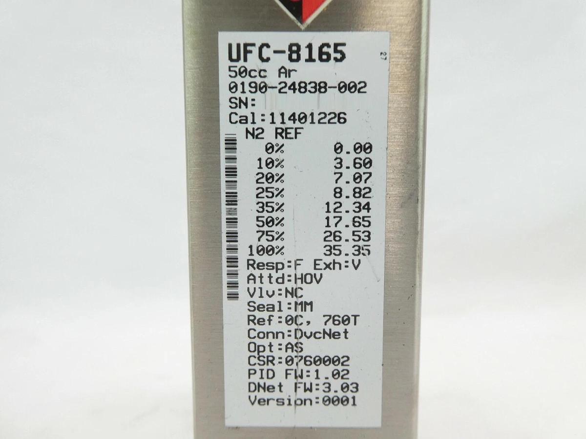 Used Celerity UFC-8165 Mass Flow Controller MFC AMAT 0190-24838 50cc Ar Working Spare