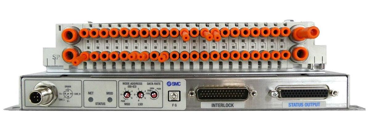 Used SMC IN587-21 21-Port Pneumatic Manifold SJ2A60T-5NFZ-N1-X21 Working Surplus