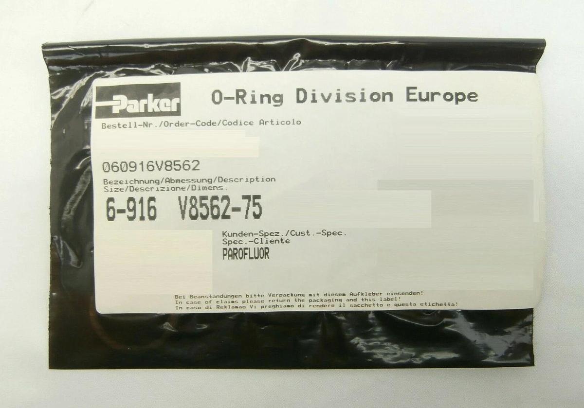 Parker 060916V8562 Parofluor O-Ring 6-916 V8562-75 Reseller Lot of 6 New Spare