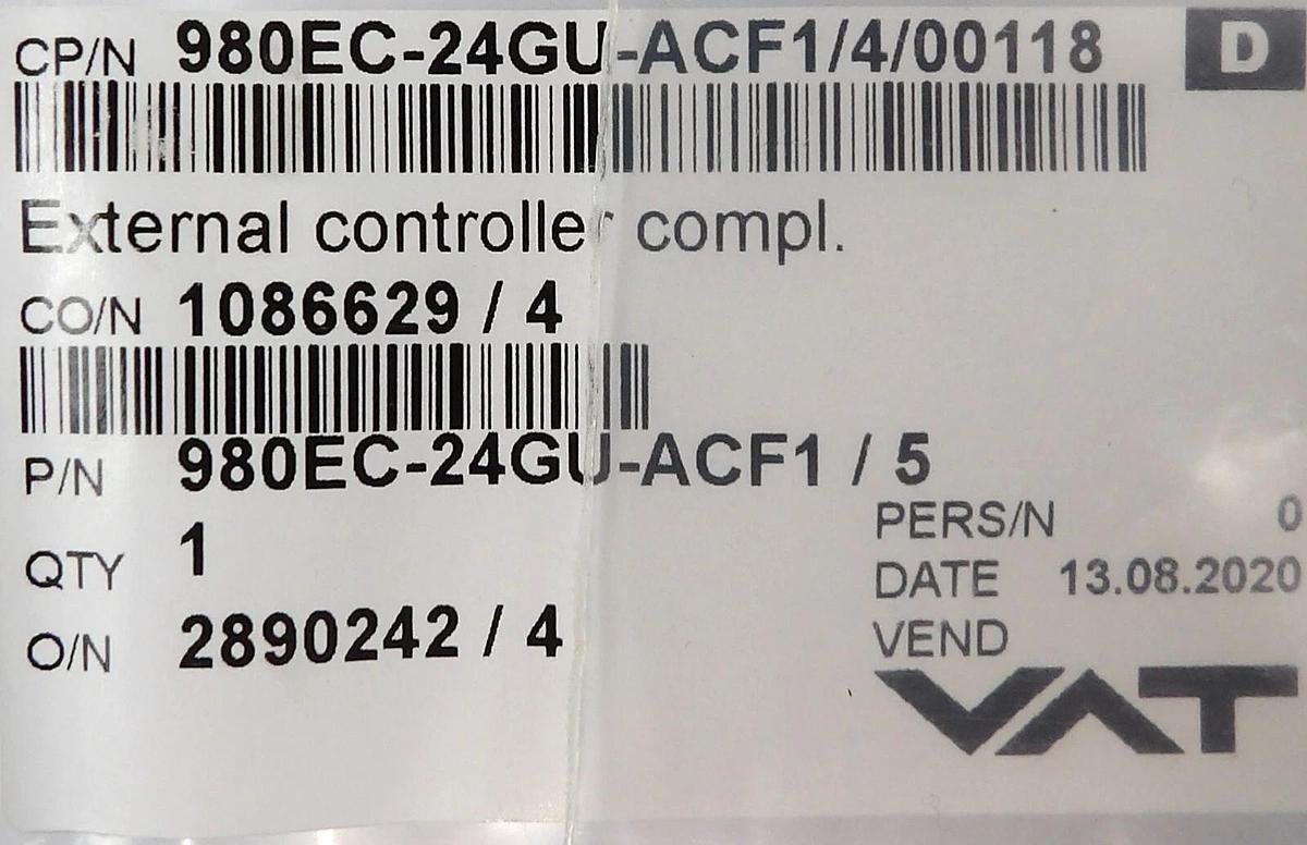 Used VAT 980EC-24GU-ACF1 External Valve Controller w/Cable 670CV-99LB-0001 New