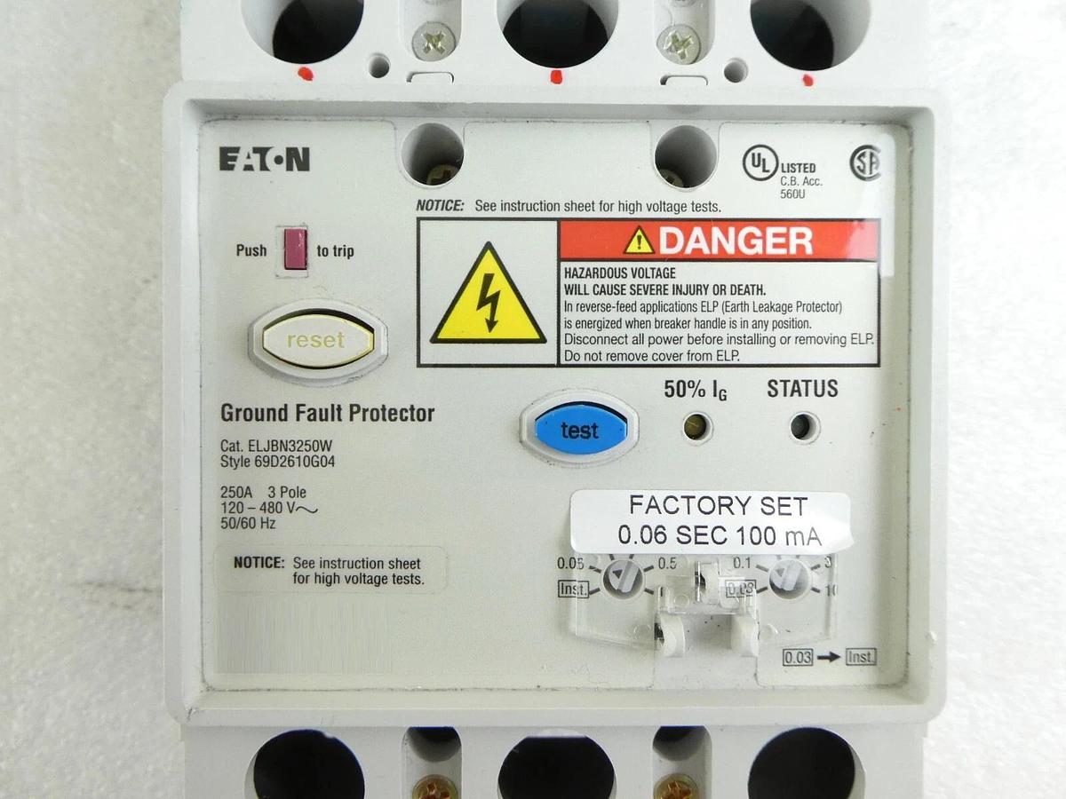 Used Eaton JGH3250NN 3 Pole Industrial Circuit Breaker J250H ELJBN3250W Working