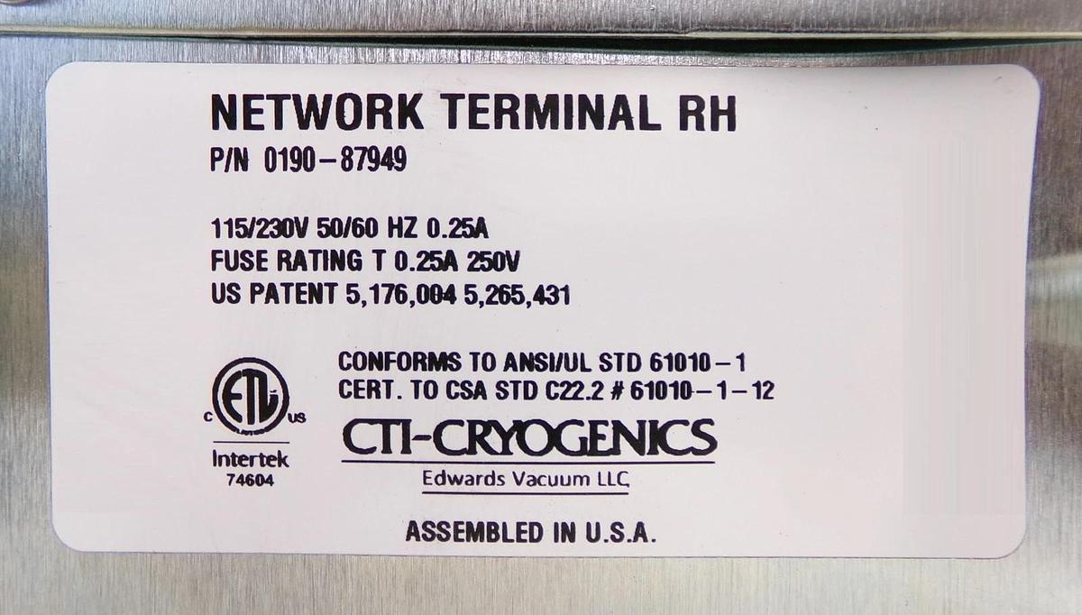 Used Edwards CTI-Cryogenics 0190-87949 On-Board Network Terminal Module Working