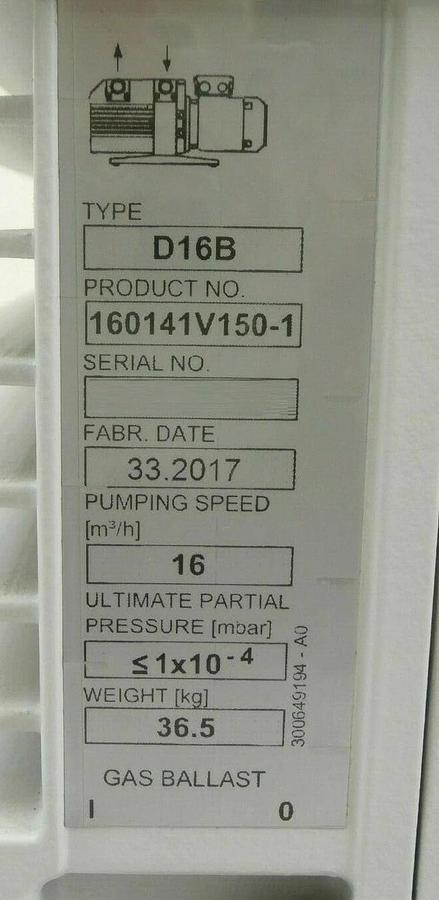 Used TRIVAC D16B Leybold 160141V150-1 Rotary Vane Vacuum Pump Tested Working Surplus