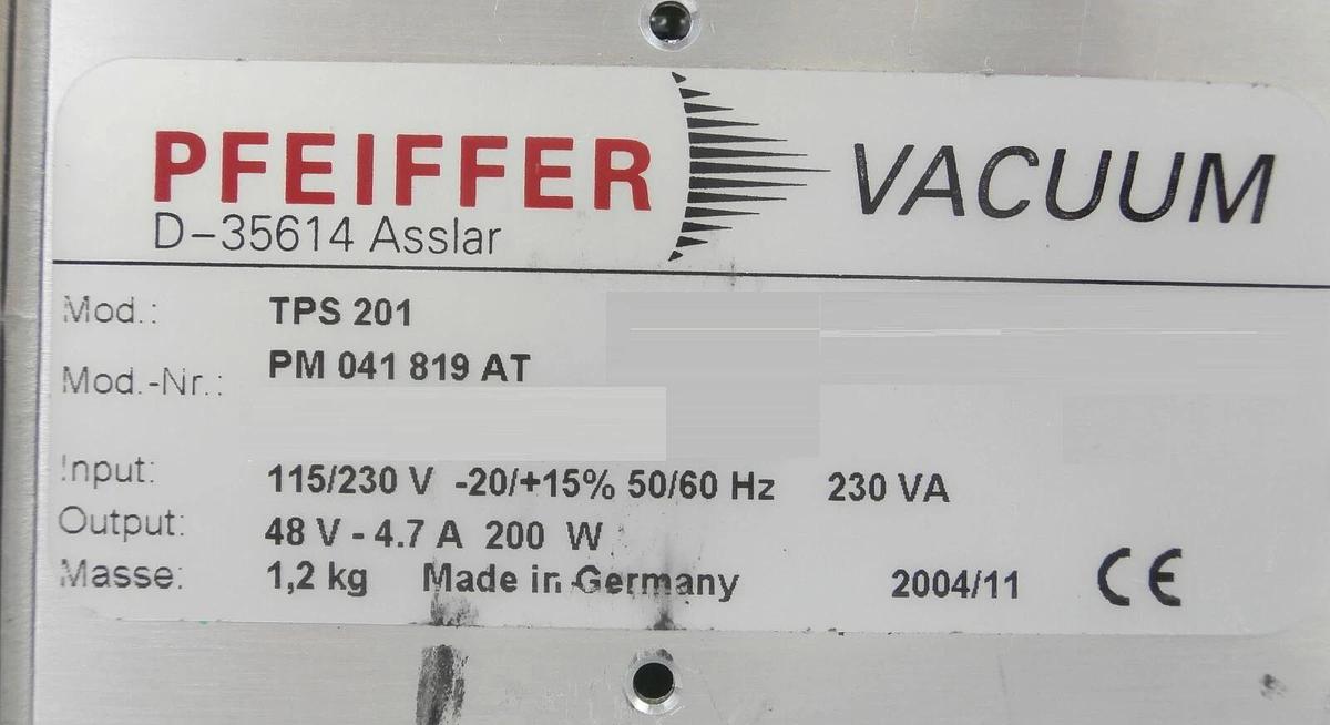 Used TPS 201 Pfeiffer PM 041 819 AT Turbomolecular Pump Controller Turbo Working