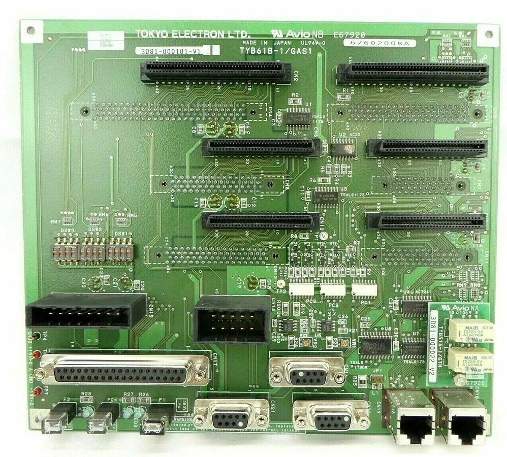 Used TEL Tokyo Electron 3D81-000101-V1 Gas Interface PCB TYB61B-1/GAS1 Working Spare