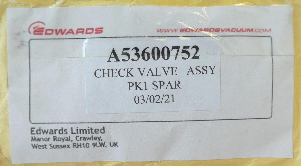 Edwards A53600752 Vacuum Pump Check Valve iGX Series NW25 New Surplus