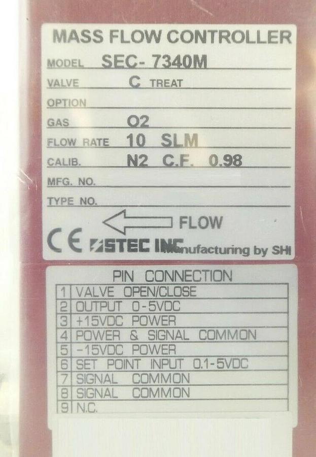Horiba STEC SEC-7340M Mass Flow Controller MFC Mattson 445-03546-00 New Surplus