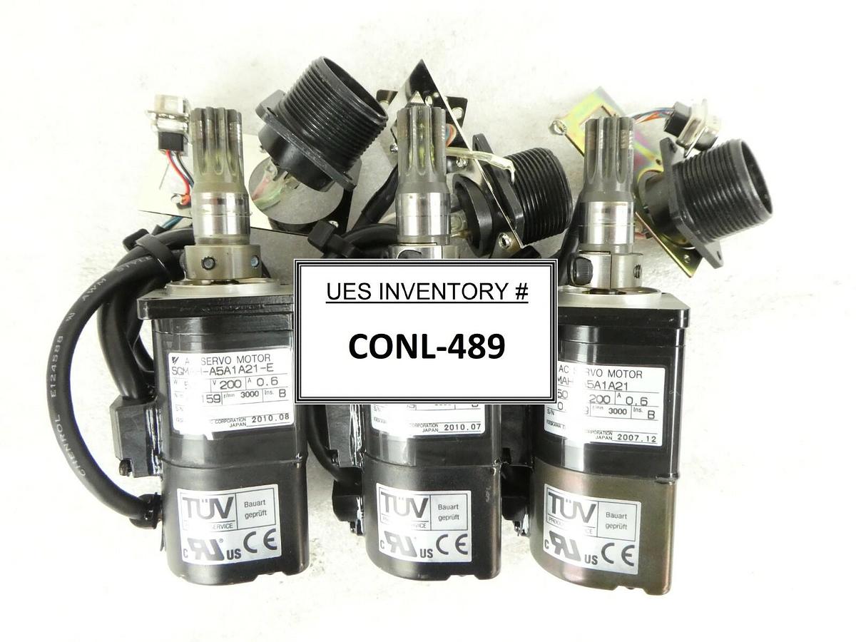Used Yaskawa Electric SGMAH-A5A1A21-E AC Servo Motor Reseller Lot of 3 Working Spare
