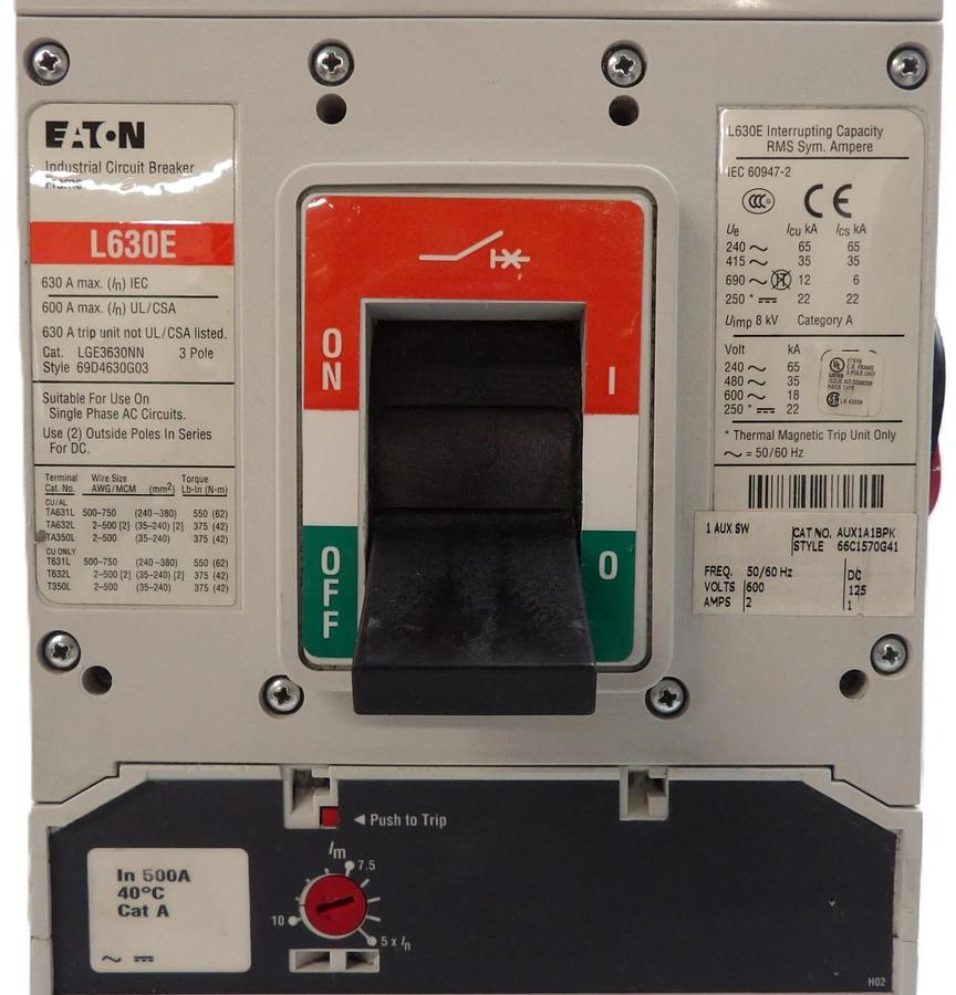 Used Eaton LGE3630NN 3 Pole Industrial Circuit Breaker L630E ELLBN3400W Working Spare