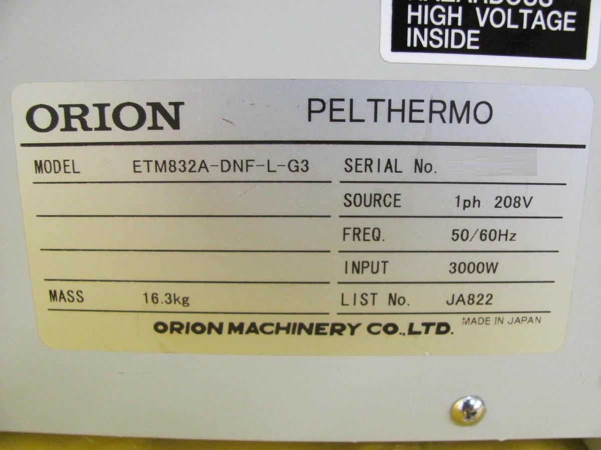 Used Orion Machinery ETM832A-DNF-L-G3 Power Supply PEL THERMO Working Surplus