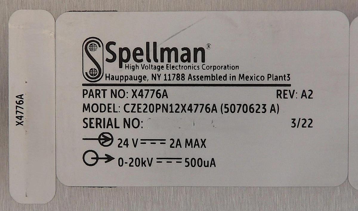 Used Spellman X4776A High Voltage Power Supply CZE20PN12X4776A Working