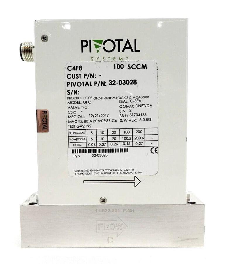 Pivotal Systems 32-03028 Mass Flow Controller MFC 100 SCCM C4F8 New Surplus