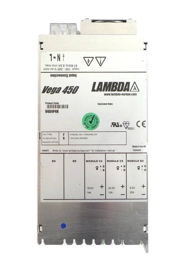 Used Lambda V404P4K Modular Power Supply Assembly Vega 450 Working Surplus