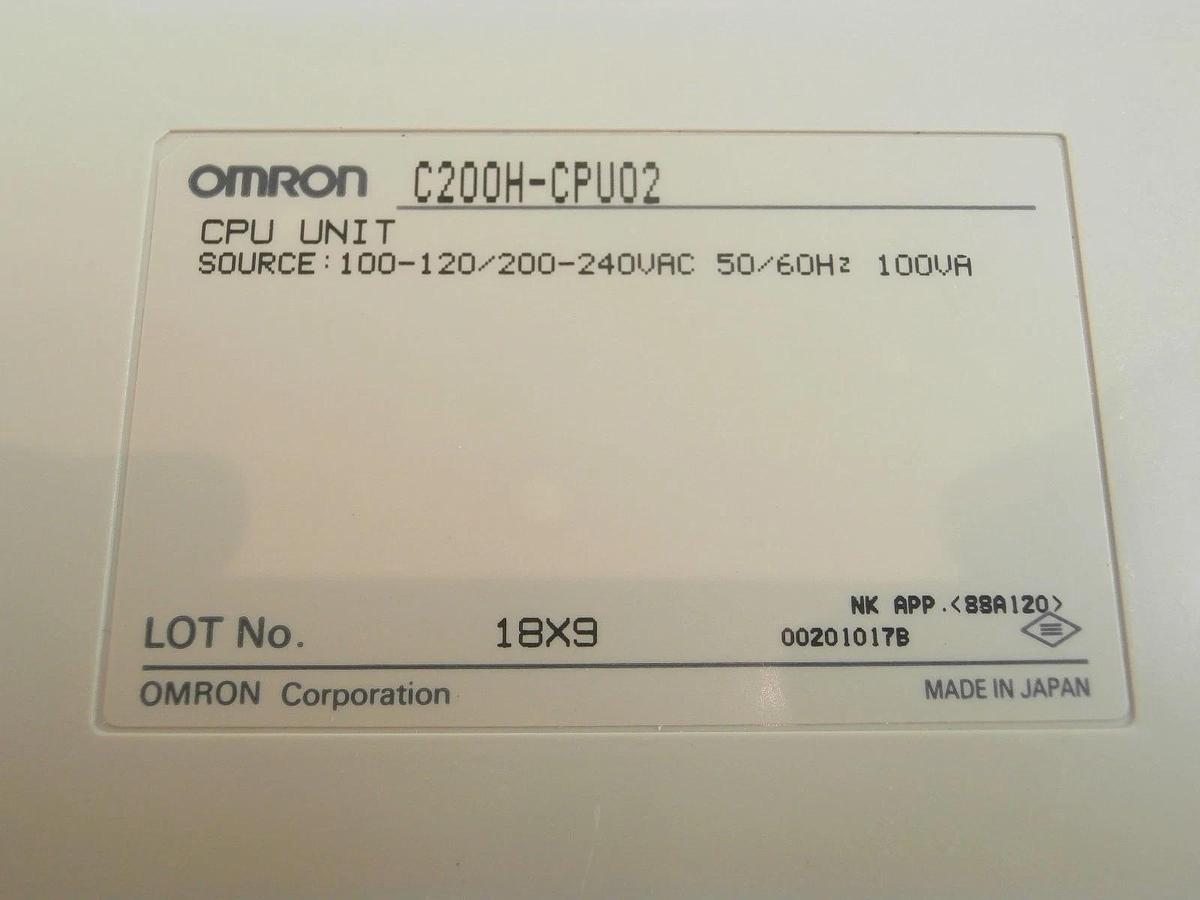 Used Omron SYSMAC C200H Programmable Logic Controller PLC Assembly C200H-CPU02 Used