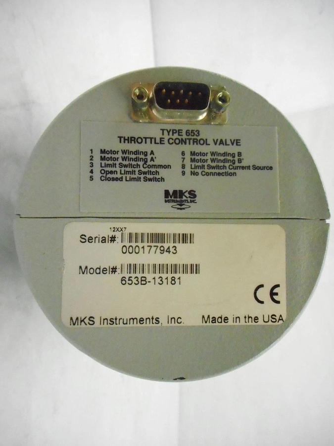 Used MKS Instruments 653B-13181 Throttle Control Valve Type 653B Working Spare