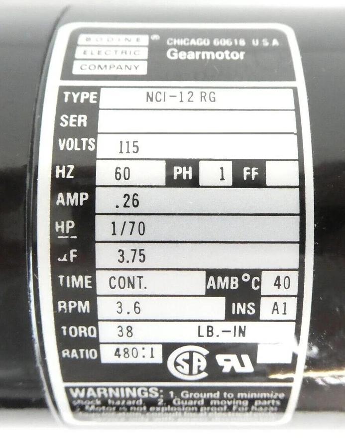 Bodine Electric NCI-12RG PSC Gearmotor Varian 3500026 Reseller Lot of 3 Surplus