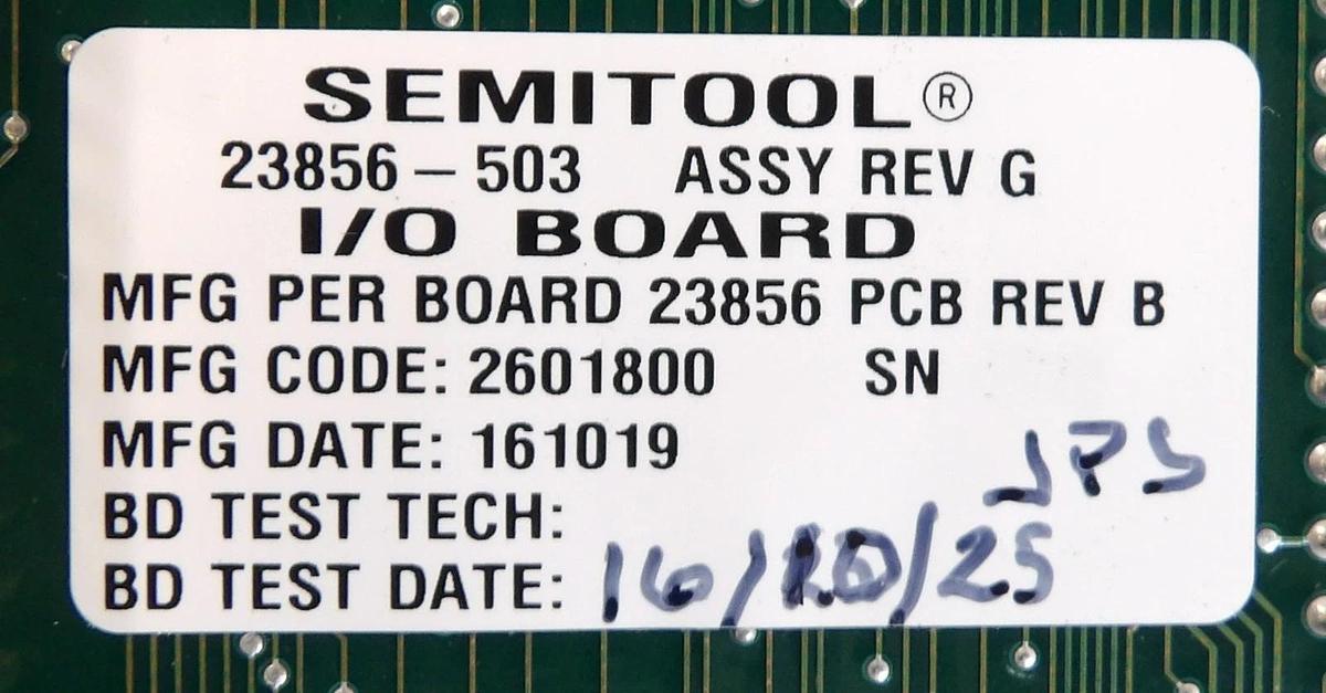 Used Semitool 23856-503 I/O Board Source PCB 2601800 AMAT Working Surplus
