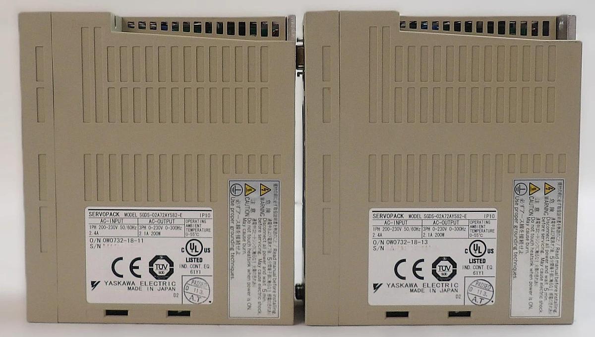 Used Yaskawa Electric SGDS-02A72AY582-E Servo Drive SERVOPACK Lot of 2 Working