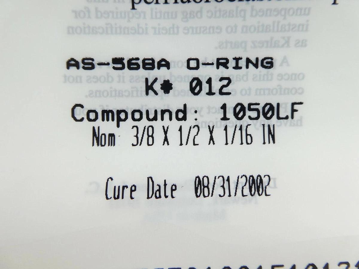 DuPont Dow Elastomers AS-568A O-Ring K# 012 Compound 1050LF Lot of 38 New