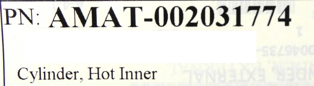 Used AMAT Applied Materials 0020-31774 Hot Inner Cylinder Working Spare