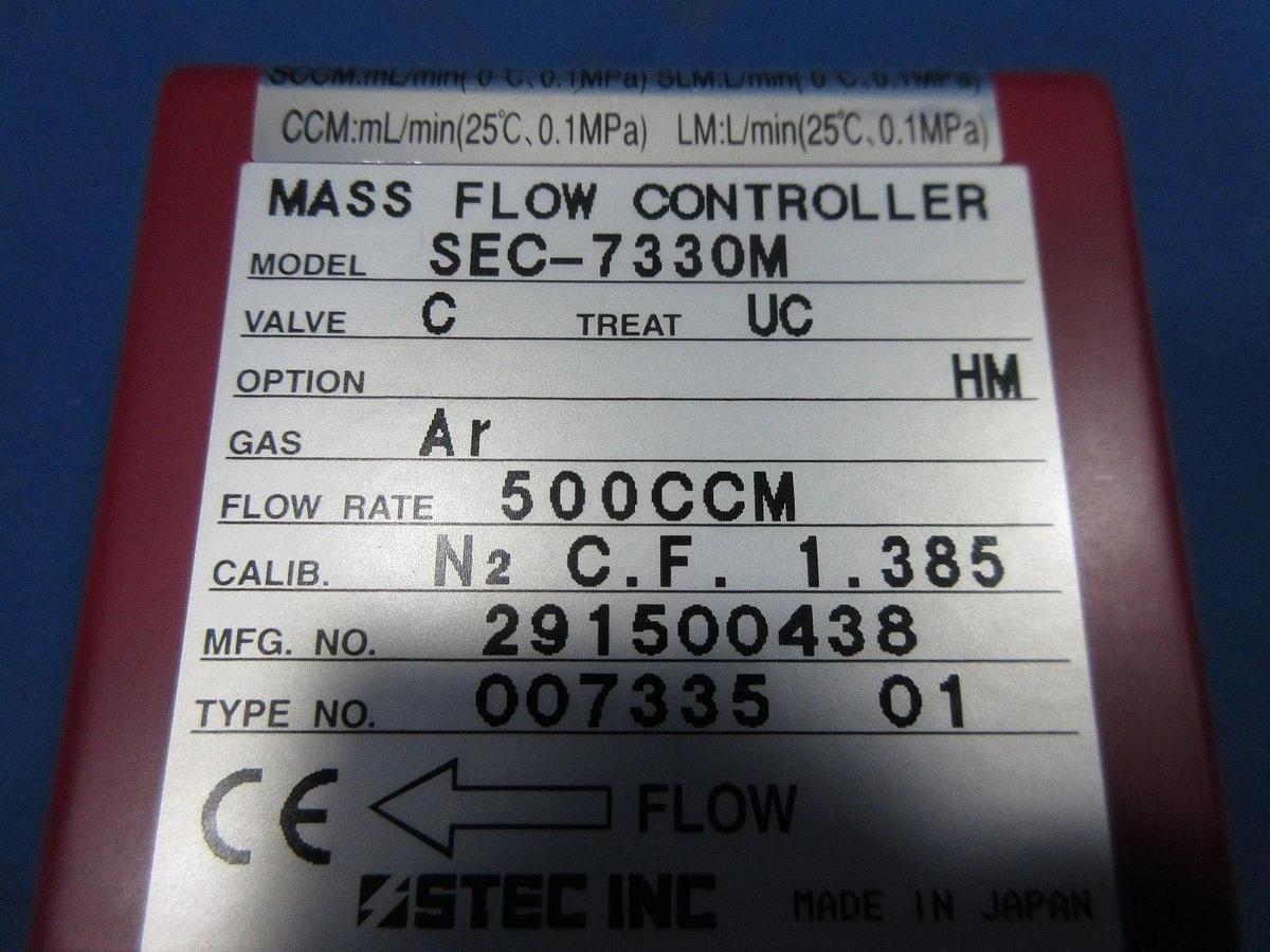 Used Horiba STEC SEC-7330M Mass Flow Controller Ar 500CCM Lot of 2 Used Working