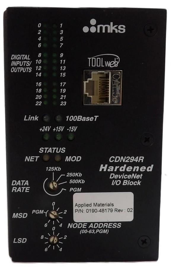Used MKS Instruments AS01294-05 Hardened DeviceNet I/O Block CDN294R Lot of 2 Working