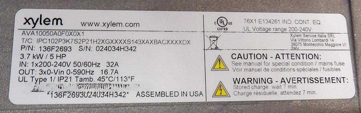 Goulds 136F2693 Aquavar IPC Controller and 5HP e-MH Booster Pump Set Xylem New