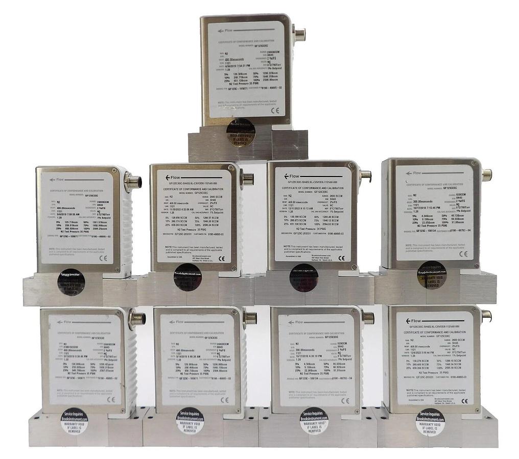 Used Brooks Instrument GF125CXXC Mass Flow Controller MFC Lot of 9 Working Surplus