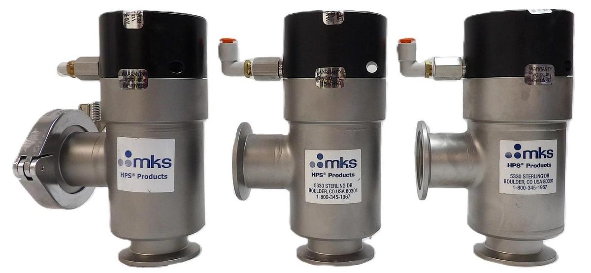 Used MKS Instruments 100018122 Pneumatic Isolation Angle Valve Lot of 3 Working