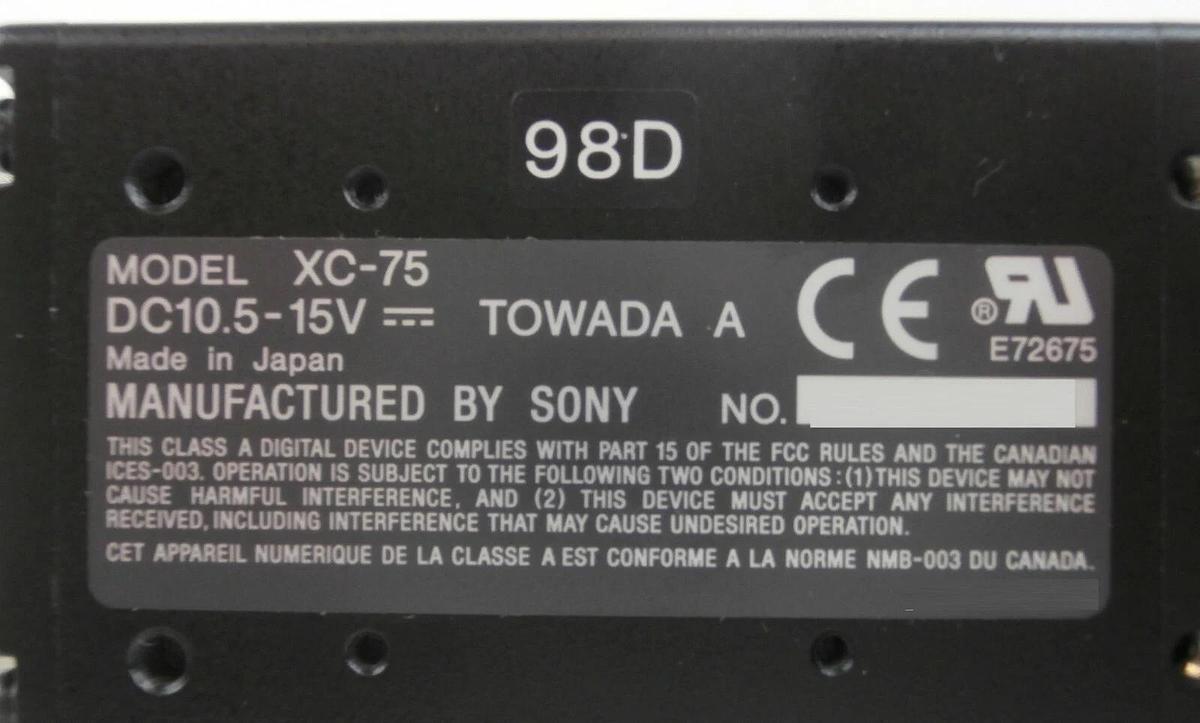 Used Sony XC-75 CCD Video Camera Module TEL Tokyo Electron P-8 Working Spare
