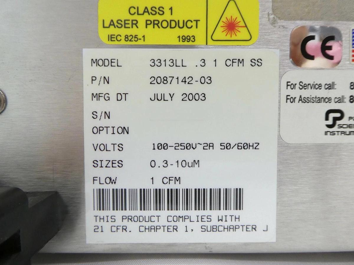 Used Met One 2087142-03 Particle Counter 3313LL .3 1 CFM SS Pacific Scientific Spare