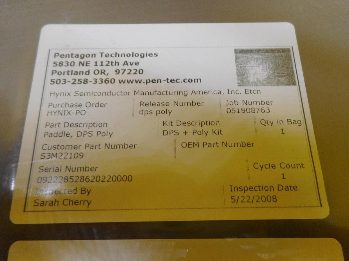 Used AMAT Applied Materials S3M22109 DPS Poly Paddle Used Working