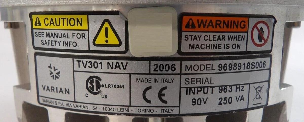 Used TV-301 Navigator Varian 9698918S006 Turbomolecular Pump Turbo Tested Working